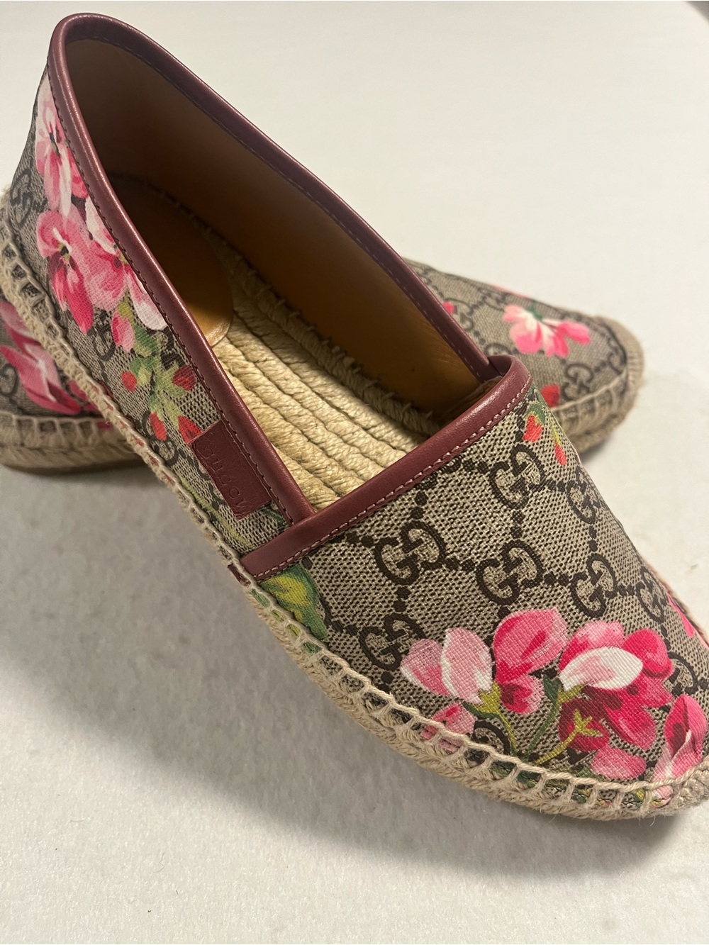 🌸Gucci Blooms Espadrilles Flat GG Supreme Floral Print - Picture 4 of 12